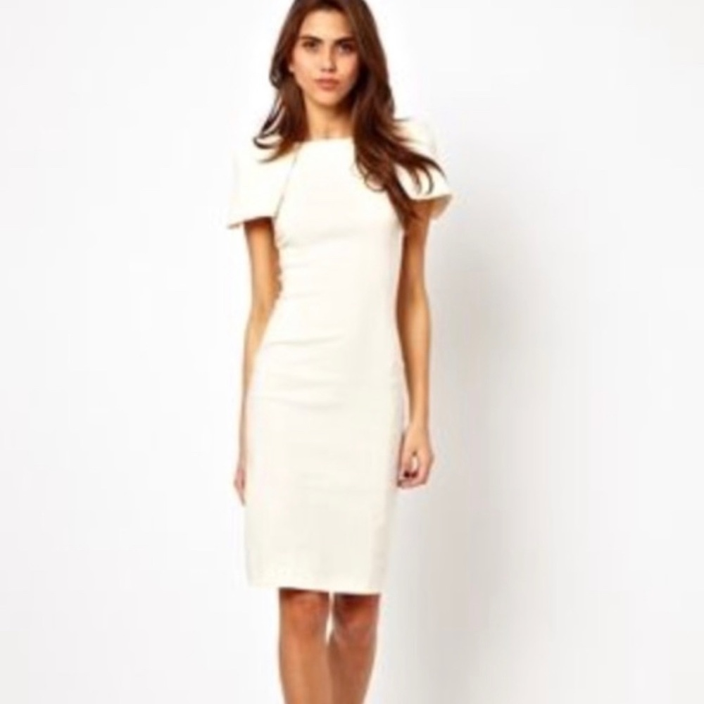Vesper pencil dress with shoulder detail